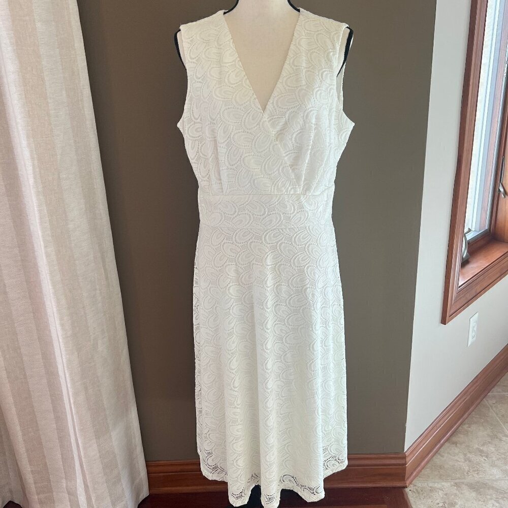 NWT Christopher & Banks Cream Lace Sleeveless Party Dress, Lined, Size 16 - Picture 1 of 16